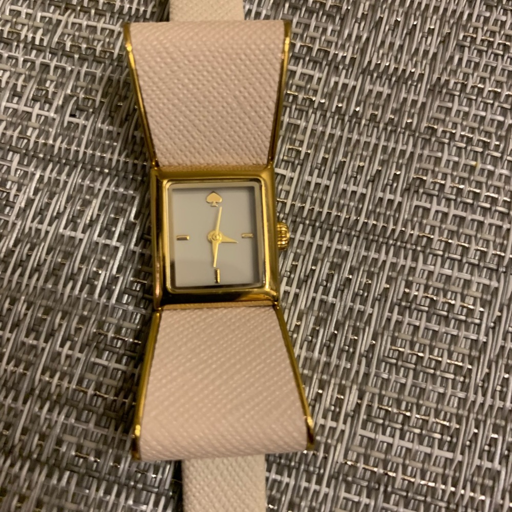 Kate Spade Bow Shaped Watch, Ivory, Saffiano Leather/Gold - Picture 2 of 9